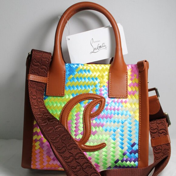 NWT CHRISTIAN LOUBOUTIN By My Side Multicolor Weave Tote Shoulder Crossbody Bag - Picture 1 of 8